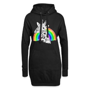 Dessin arc-en-ciel girafe - Animal sauvage en Afrique - Sweat-shirt à capuche long Femme - noir - Devant