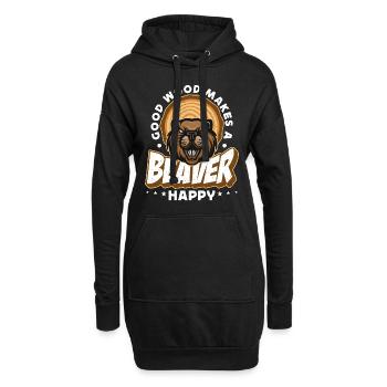Le barrage de castors Le bon bois rend un castor heureux rongeurs - Sweat-shirt à capuche long Femme - noir - Devant