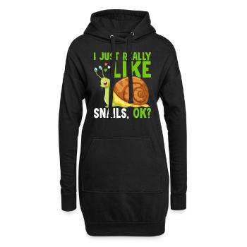 Schneckenliebhaber Wie Schneckenbesitzer, Träges - Hoodie-Kleid - Schwarz - Vorne