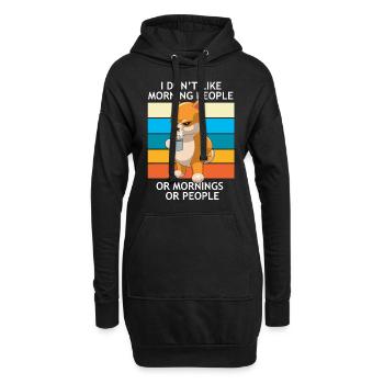 Je n’aime pas les gens du matin ou les matins ou les gens - Sweat-shirt à capuche long Femme - noir - Devant