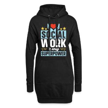 Le travail social est mon assistant de superpuissance - Sweat-shirt à capuche long Femme - noir - Devant