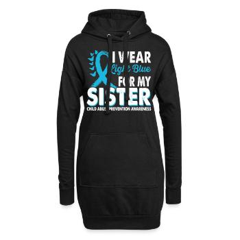 Portez du bleu clair pour la reconnaissance de votre - Sweat-shirt à capuche long Femme - noir - Devant