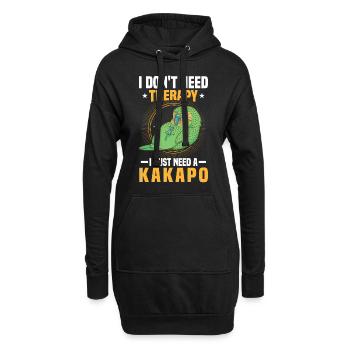 Brauche nur Kakapo flugunfähiger Papagei - Hoodie-Kleid - Schwarz - Vorne