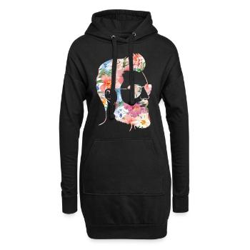 Amant barbe Homme Barbu Fleur - Sweat-shirt à capuche long Femme - noir - Devant