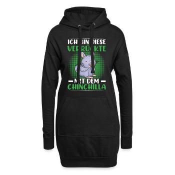 Verrückte mit Chinchilla Nagetier Wollmaus - Hoodie-Kleid - Schwarz - Vorne