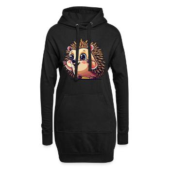 Niedlicher Cartoon Igel in fröhlicher Pose - Hoodie-Kleid - Schwarz - Vorne