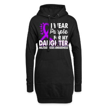 Portez du violet pour le Mois de la sensibilisation - Sweat-shirt à capuche long Femme - noir - Devant