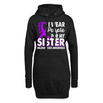 Portez du violet pour les enfants militaires - Sweat-shirt à capuche long Femme - noir - Devant