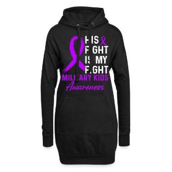 Sein Kampf gegen Kampf Military Kids Awareness - Hoodie-Kleid - Schwarz - Vorne