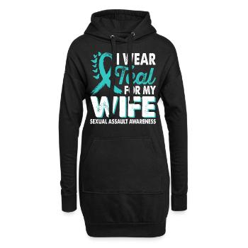 Portez du sarcelle pour le Mois de la conscience - Sweat-shirt à capuche long Femme - noir - Devant