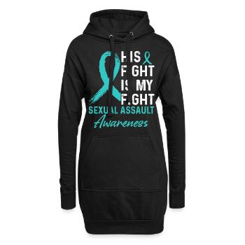 Son combat contre les agressions sexuelles - Sweat-shirt à capuche long Femme - noir - Devant