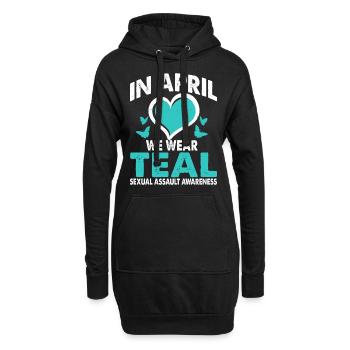 En avril, nous apportons un soutien bleu-vert pour - Sweat-shirt à capuche long Femme - noir - Devant