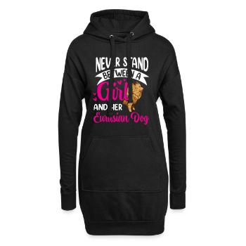 Mädchen und ihr Eurasier Eurasian Dog - Hoodie-Kleid - Schwarz - Vorne