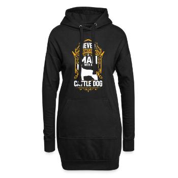 Sous-estimer l’homme avec un bouvier australien - Sweat-shirt à capuche long Femme - noir - Devant