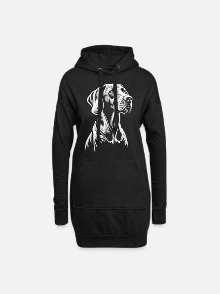 Sanfte Stärke: Weimaraner in reinem Weiß - Hoodie-Kleid - Schwarz