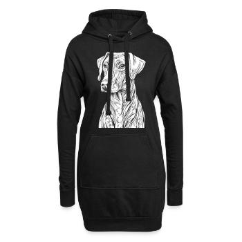 Force douce : Weimaraner en blanc pur - Sweat-shirt à capuche long Femme - noir - Devant