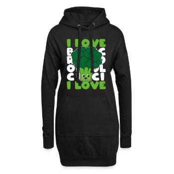I Love Broccoli Brokkoli Gemüse Vegan Geschenk - Hoodie-Kleid - Schwarz - Vorne