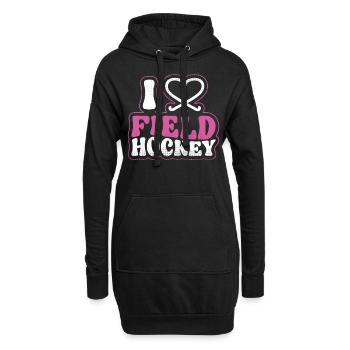 Field Hockey Heart I Love Field - Hoodie-Kleid - Schwarz - Vorne