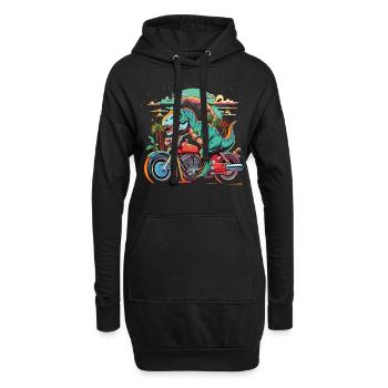 T-Rex conduit une moto - Sweat-shirt à capuche long Femme - noir - Devant