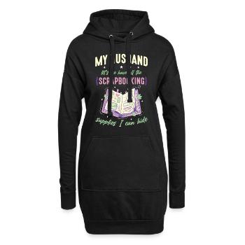 Scrapbooking Mon mari Let’s Me Have Papercraft - Sweat-shirt à capuche long Femme - noir - Devant