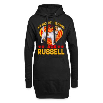 My Heart belongs to a Jack Russell - Hoodie-Kleid - Schwarz - Vorne