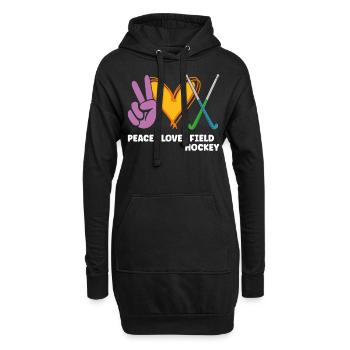 Field Hockey Peace Love Field - Hoodie-Kleid - Schwarz - Vorne
