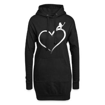 Cœur de hockey sur gazon - Sweat-shirt à capuche long Femme - noir - Devant