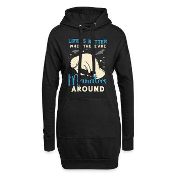 La vie en dugong est meilleure quand il y a des animaux marins - Sweat-shirt à capuche long Femme - noir - Devant