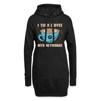 Ingénieur réseau, je transforme le café en programmeur - Sweat-shirt à capuche long Femme - noir - Devant