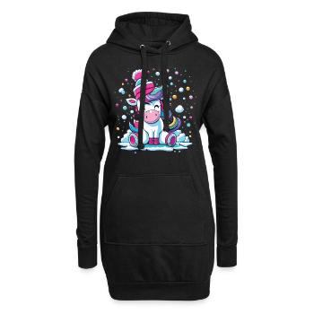Licorne givrée - Noël magique dans la neige - Sweat-shirt à capuche long Femme - noir - Devant