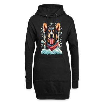 Noël berger enneigé avec votre berger allemand - Sweat-shirt à capuche long Femme - noir - Devant