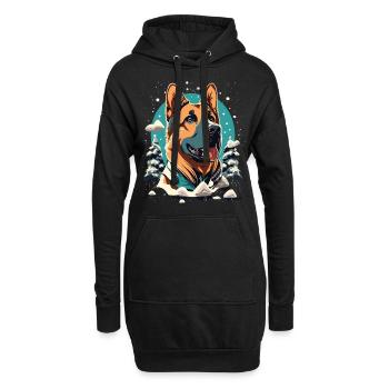 Merry Paws - Noël avec le berger allemand - Sweat-shirt à capuche long Femme - noir - Devant