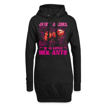 Just a Girl who loves her Ants - Hoodie-Kleid - Schwarz - Vorne