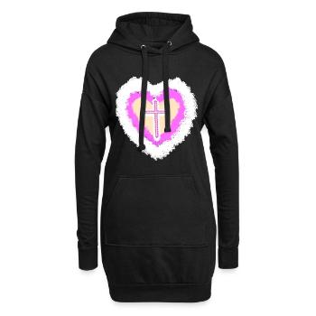 coeur religion jésus croix croix dieu christ - Sweat-shirt à capuche long Femme - noir - Devant