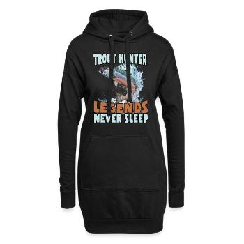 Pêche, Truite, Saumon, Pêcheur, Pêcheur, Perche - Sweat-shirt à capuche long Femme - noir - Devant