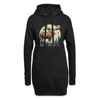 Im Einklang mit der Natur: Elch des Nordens - Hoodie-Kleid - Schwarz - Vorne