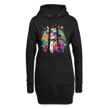 Avenir félin : quand les chats conquièrent le cybermonde - Sweat-shirt à capuche long Femme - noir - Devant