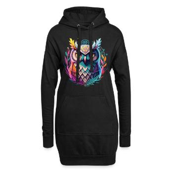 Tribal Eule: Perfektes Geschenk für Eulenfans - Hoodie-Kleid - Schwarz - Vorne
