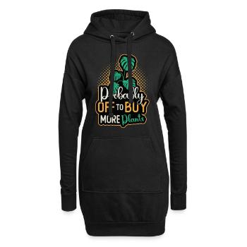 Monstera Probably Off To Buy More Indoor Plants - Hoodie-Kleid - Schwarz - Vorne