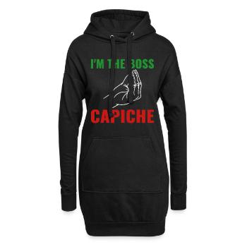 Ich bin der Manager Capiche? Italien Kultur - Hoodie-Kleid - Schwarz - Vorne