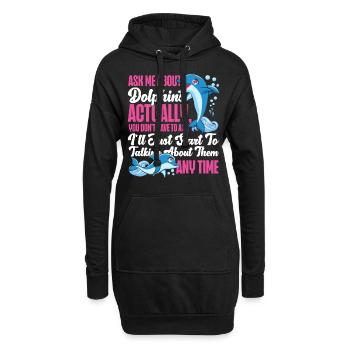 Dolphin Ask Me About Dolphins - Hoodie-Kleid - Schwarz - Vorne