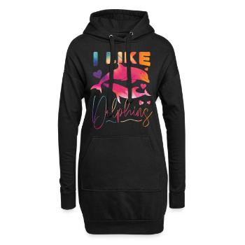 Dolphin Watercolor I Like Dolphins - Hoodie-Kleid - Schwarz - Vorne