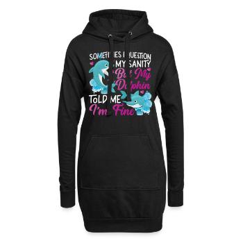Dolphin Sometimes I Question My - Hoodie-Kleid - Schwarz - Vorne