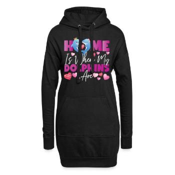Dolphin Home est l’endroit où mes dauphins - Sweat-shirt à capuche long Femme - noir - Devant