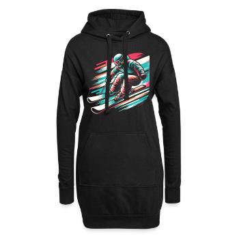 Winterthrill: Skifahrer im Schnee - Hoodie-Kleid - Schwarz - Vorne