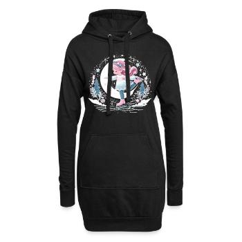 Eisige Eleganz: Schlittschuh Design - Hoodie-Kleid - Schwarz - Vorne