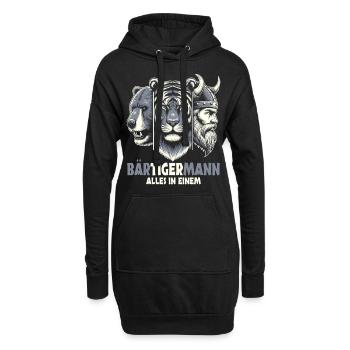 Bärtigermann Bär Tiger Mann Geschenk Bart - Hoodie-Kleid - Schwarz - Vorne