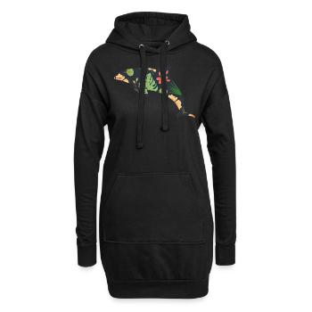 Dauphin Fleur Tropicale Floral - Sweat-shirt à capuche long Femme - noir - Devant