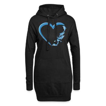 Coeur de dauphin - Sweat-shirt à capuche long Femme - noir - Devant