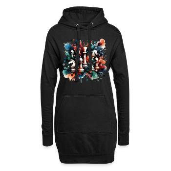 Malerische Schachfiguren Shirt Schach Geschenk - Hoodie-Kleid - Schwarz - Vorne